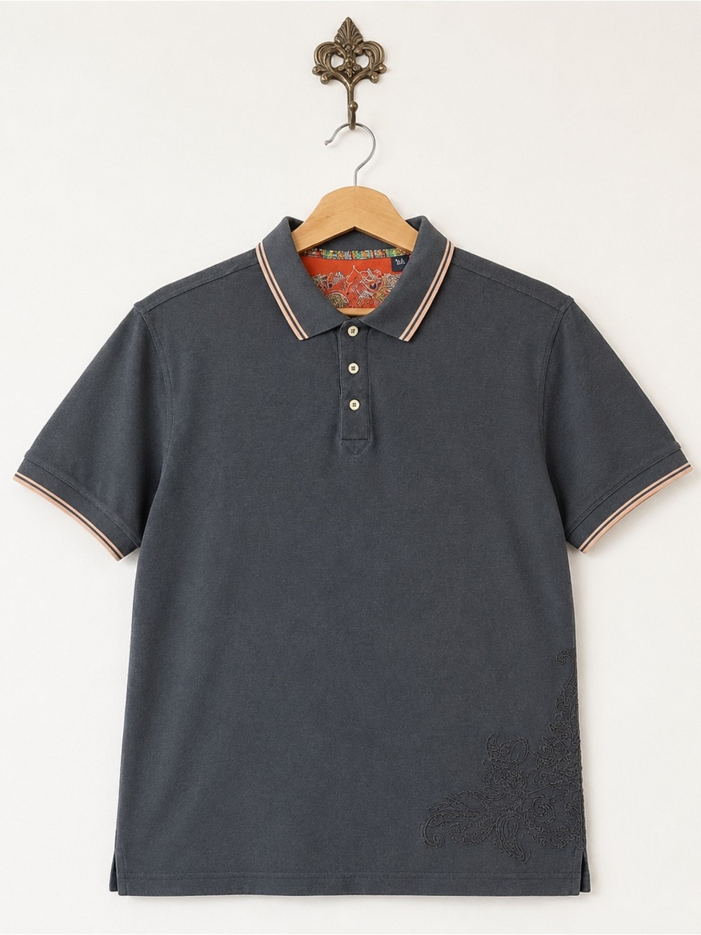 Men's Charcoal Polo Shirt with Contrast Trim XL